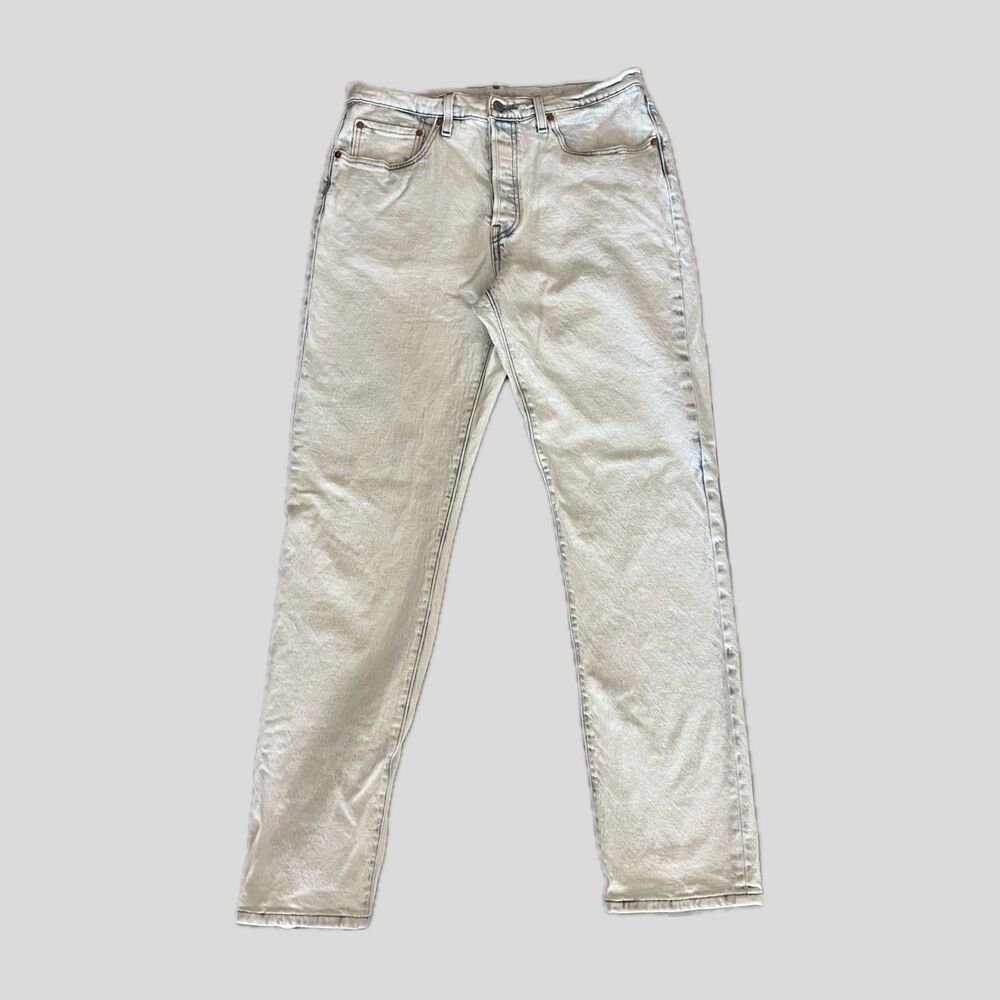 Levi's 501 White Blue Acid Wash Mid Rise Button Fly Cotton Denim Jeans 31 x 30